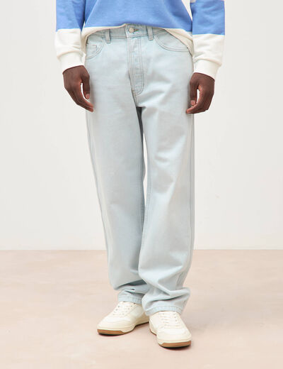 Jeans large longueur 32 en coton denim snow bleach homme