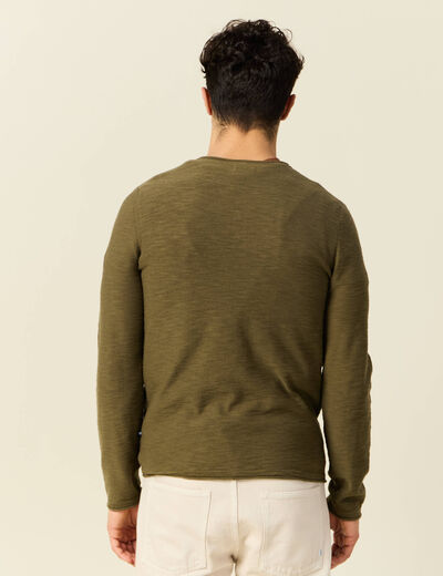 Pull manches longues vert kaki homme