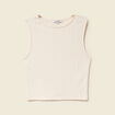 Débardeur cropped col rond en coton ivoire femme