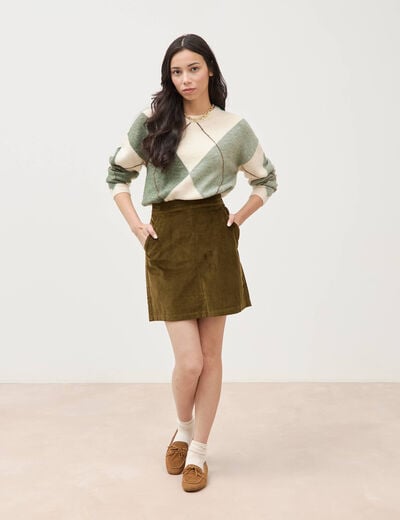 Pull col rond manches longues vert pastel femme