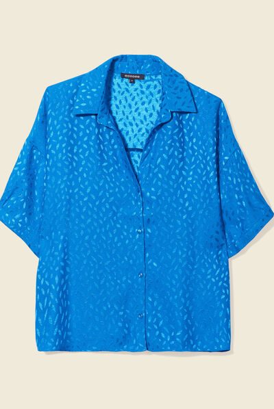 Chemise manches courtes bleu electrique femme
