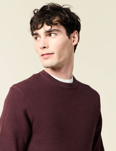 Pull droit manches longues bordeaux homme