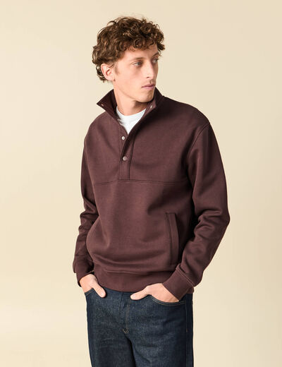 Sweat manches longues marron fonc&eacute; homme