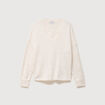 Pull droit col v manches longues creme femme