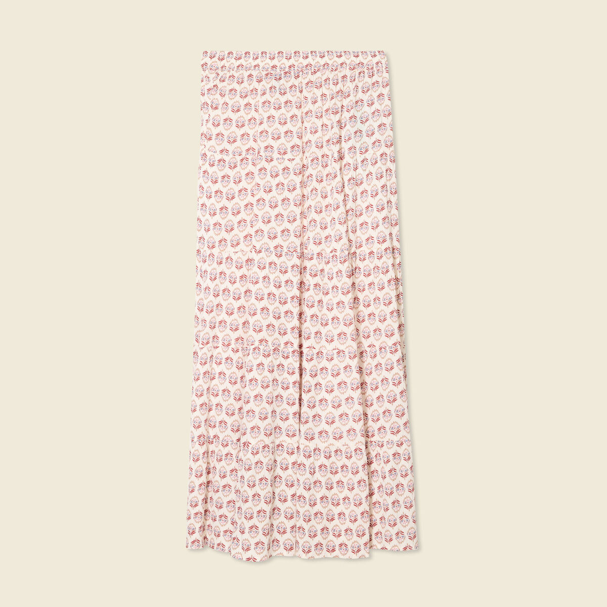Jupe longue droite fluide ivoire femme