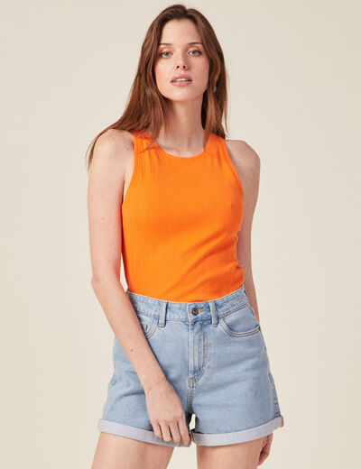Débardeur bretelles larges orange femme