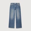 Jeans wide leg strass taille standard bleu femme