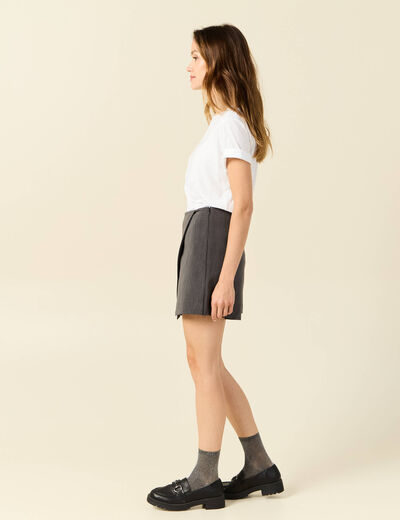 Jupe-short taille haute gris femme