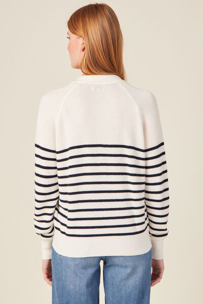Pull manches longues bleu marine femme