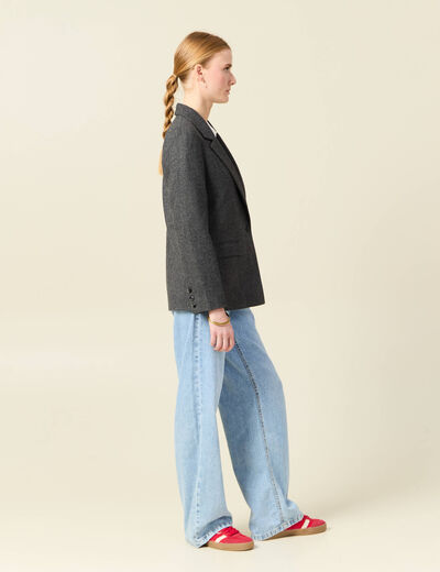Veste blazer ajustée gris foncé femme