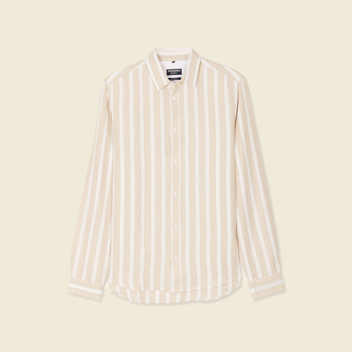 Col ray&eacute; manches longues col classique sable homme