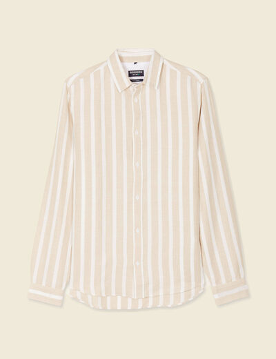 Col ray&eacute; manches longues col classique sable homme