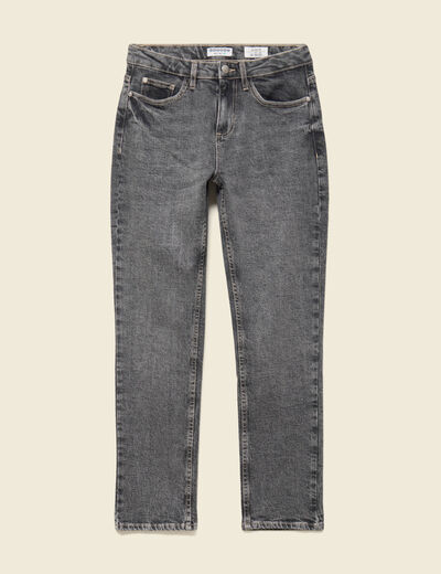 Jeans slim 7/8&egrave;me taille haute denim gris femme