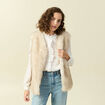 Gilet col tailleur manches longues creme femme