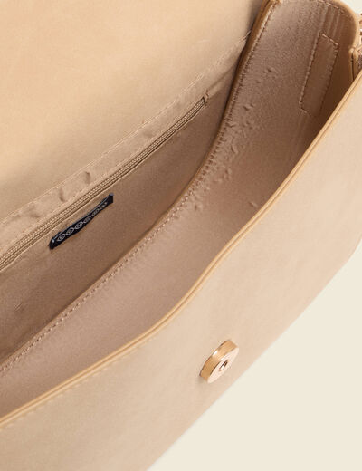 Sac &agrave; rabat en bandouli&egrave;re beige femme
