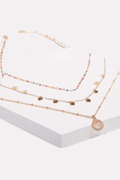 Collier multirangs multicolore femme