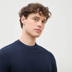 Pull manches longues col rond bleu marine homme