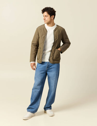 Doudoune manches longues doubl&eacute;e vert kaki homme