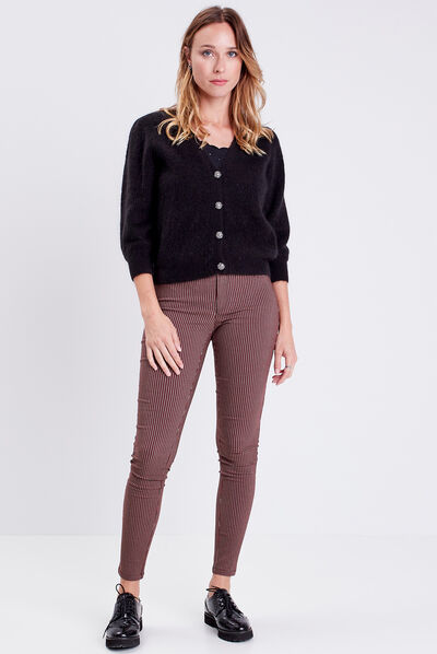 Pantalon skinny bordeaux femme