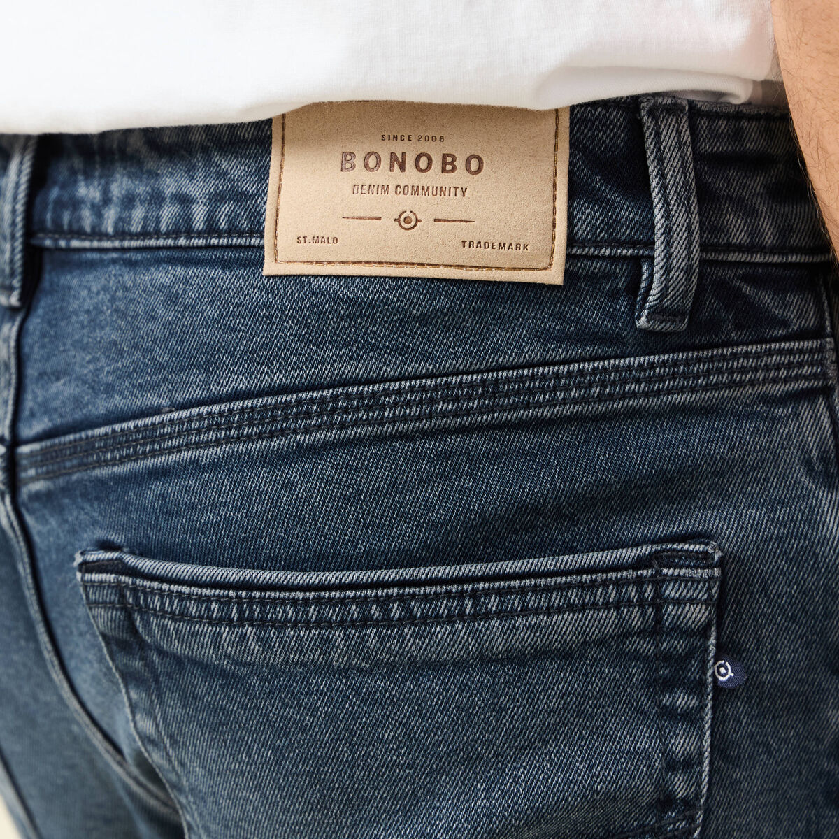 Jeans straight 5 poches denim blue black homme