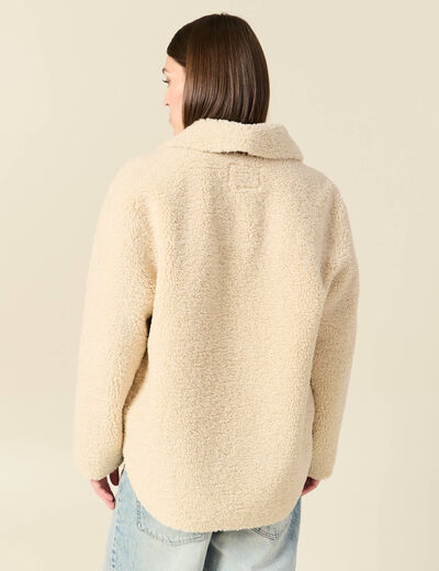 Manteau surchemise droit creme femme