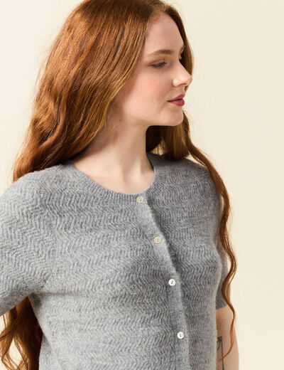 Gilet manches courtes gris clair femme