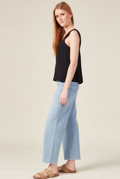 Blouse bretelles larges noir femme