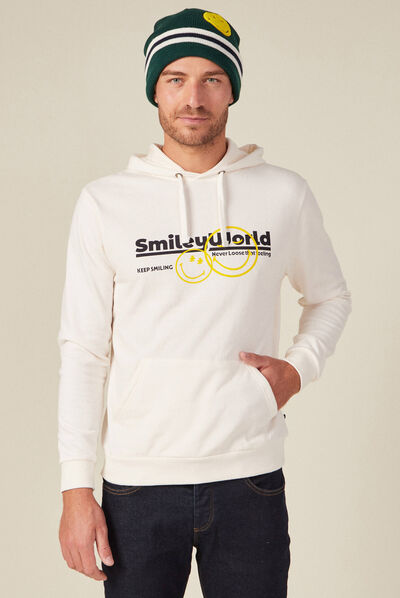 Sweat à capuche SmileyWorld ecru homme