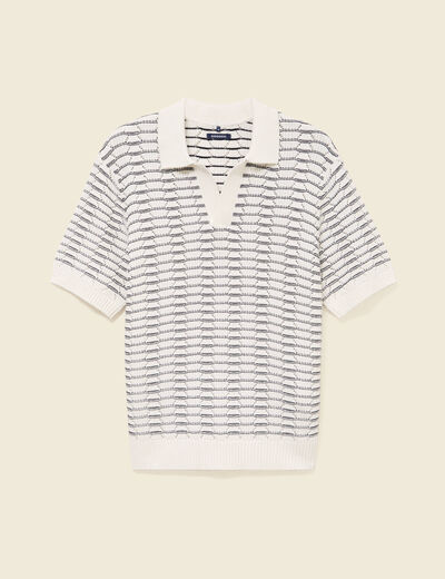 Polo ample en coton manches courtes ecru homme