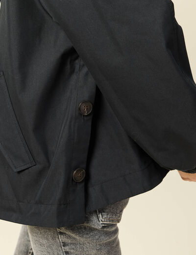 Parka oversize d&eacute;perlante &agrave; capuche noir femme