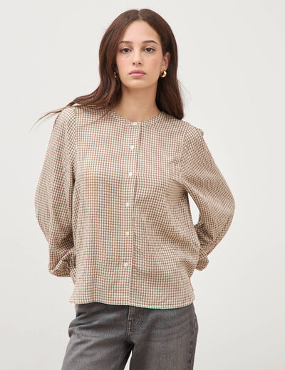 Chemise oversize manches longues marron clair femme
