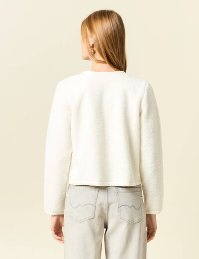 Gilet manches longues ecru femme