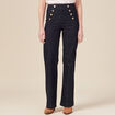 Jeans flare à pont denim brut femme