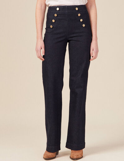 Jeans flare à pont denim brut femme