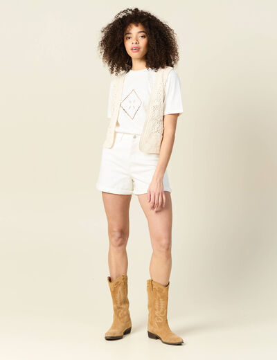 Gilet sans manches ecru femme