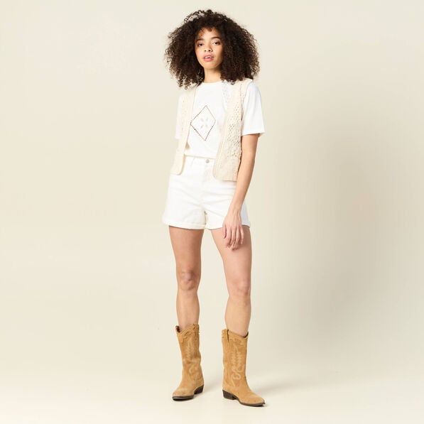 Gilet sans manches ecru femme