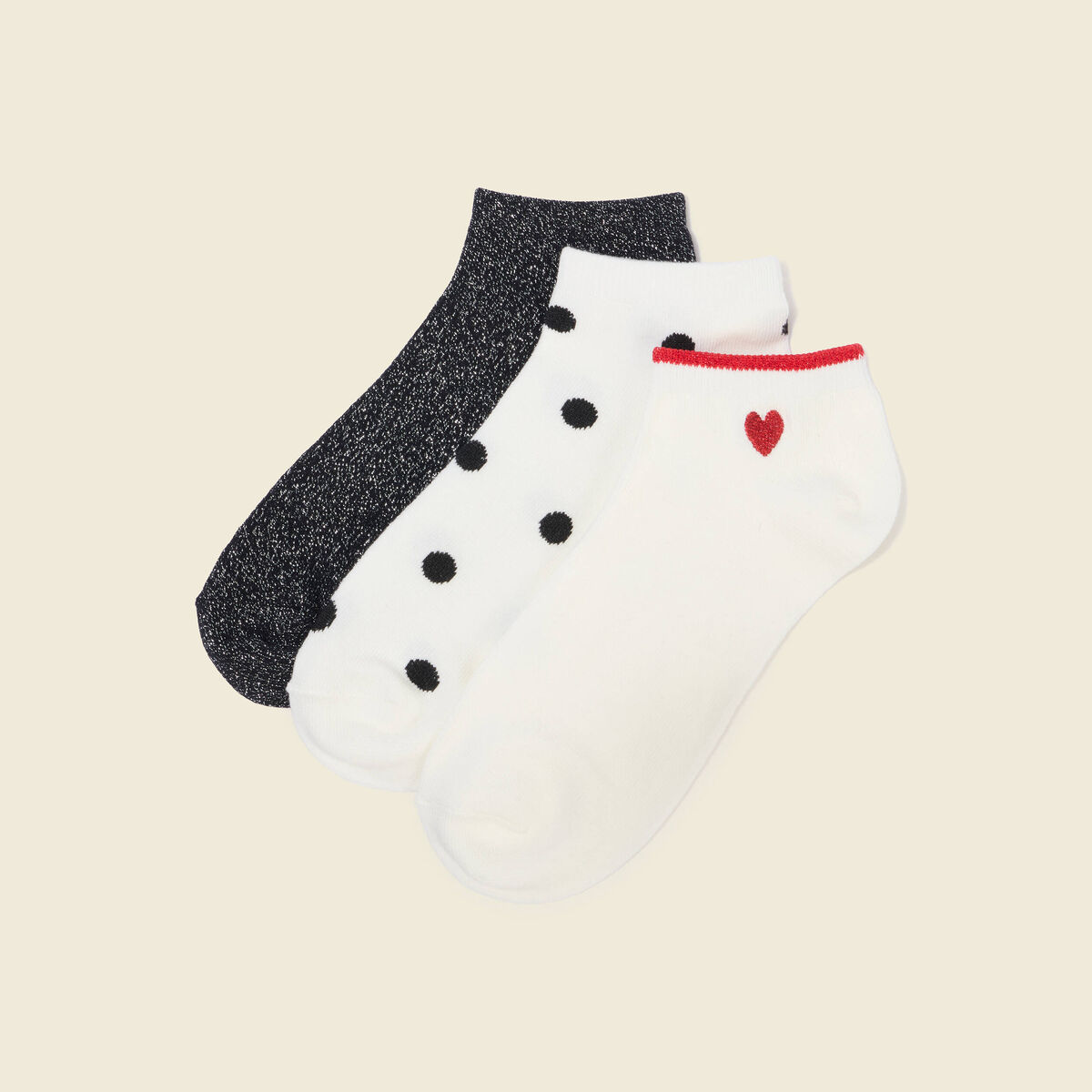 Lot de 3 paires de chaussettes noir femme