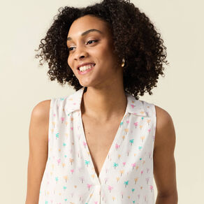 Blouse sans manches blanc femme