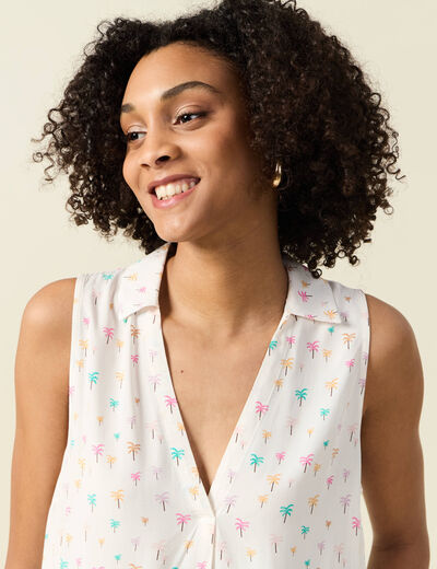 Blouse sans manches blanc femme