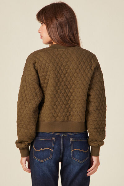 Gilet bomber matelassé vert kaki femme