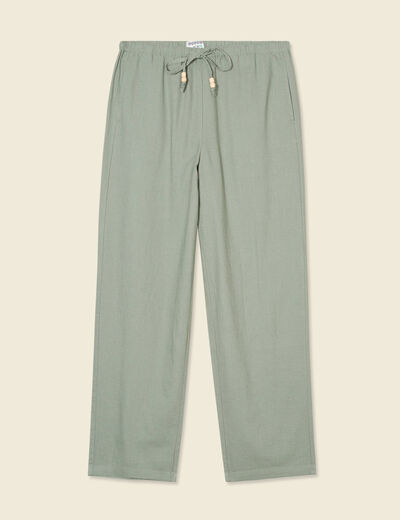 Pantalon droit 7/8ème vert kaki femme