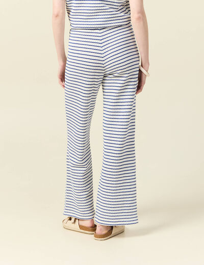 Pantalon large en maille ecru femme