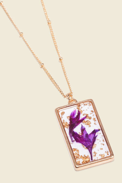 Collier pendentif en résine couleur or femme