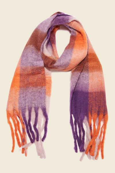Écharpe à franges orange foncé femme