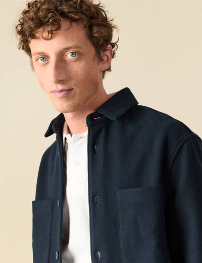 Surchemise oversize col classique bleu marine homme