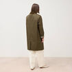 Trench droit long en coton doubl&eacute; vert kaki femme