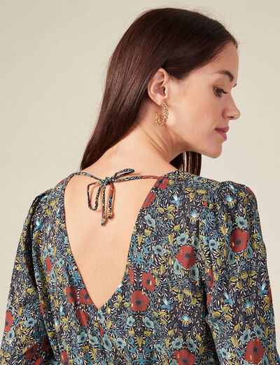 Robe trapèze manches 3/4 noir femme
