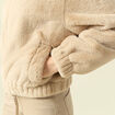 Veste droite courte col montant beige femme