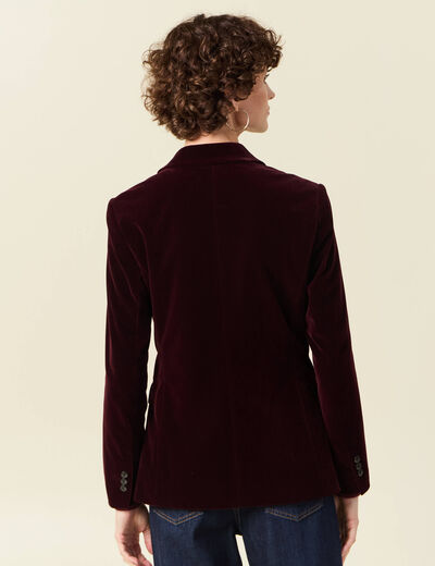 Veste blazer velours bordeaux femme