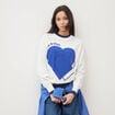 Pull oversize col rond manches longues ecru femme